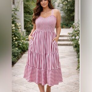 Pink and White Striped Dress